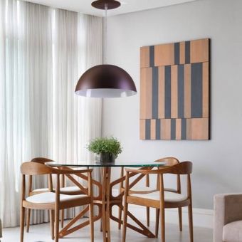 Pendente Meia Lua Meia Bola Esfera Alumínio 34cm