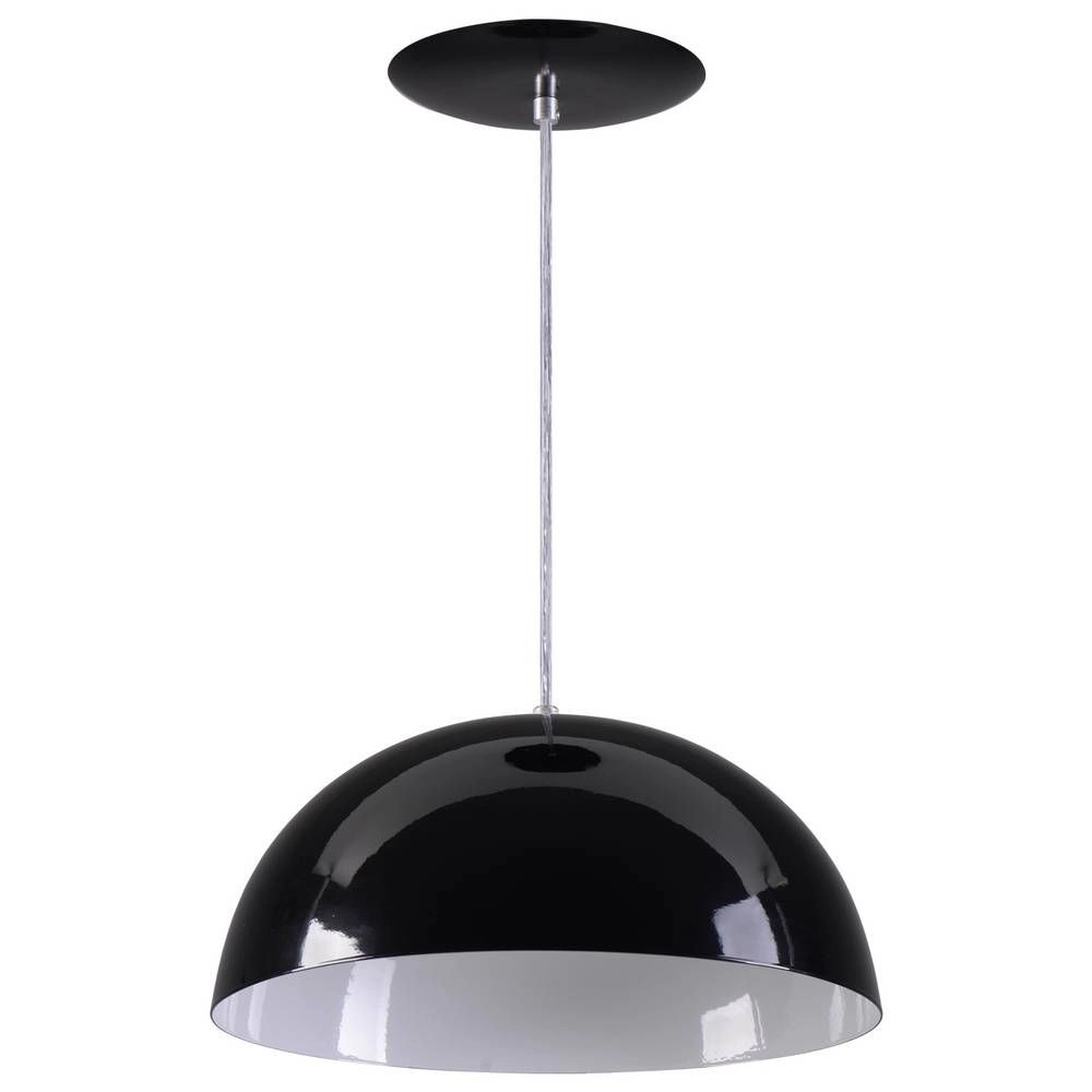 Pendente Meia Lua Meia Bola Esfera Alumínio 34cm - Preto