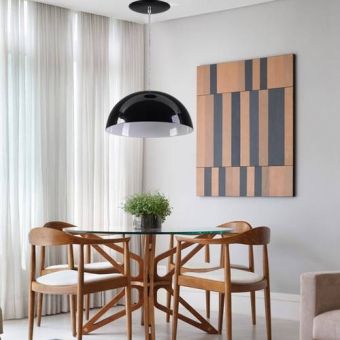 Pendente Meia Lua Meia Bola Esfera Alumínio 34cm