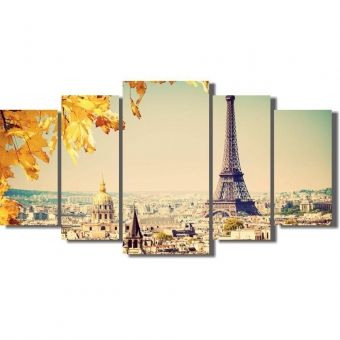 Quadro Decorativo Paisagem Paris Sala 5 Peças