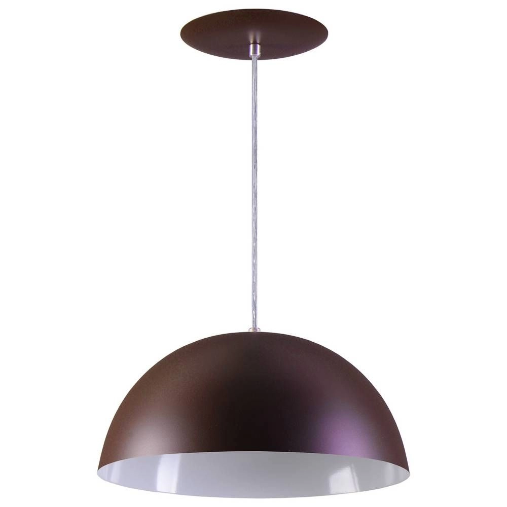 Pendente Meia Lua Meia Bola Esfera Alumínio 34cm - Marrom